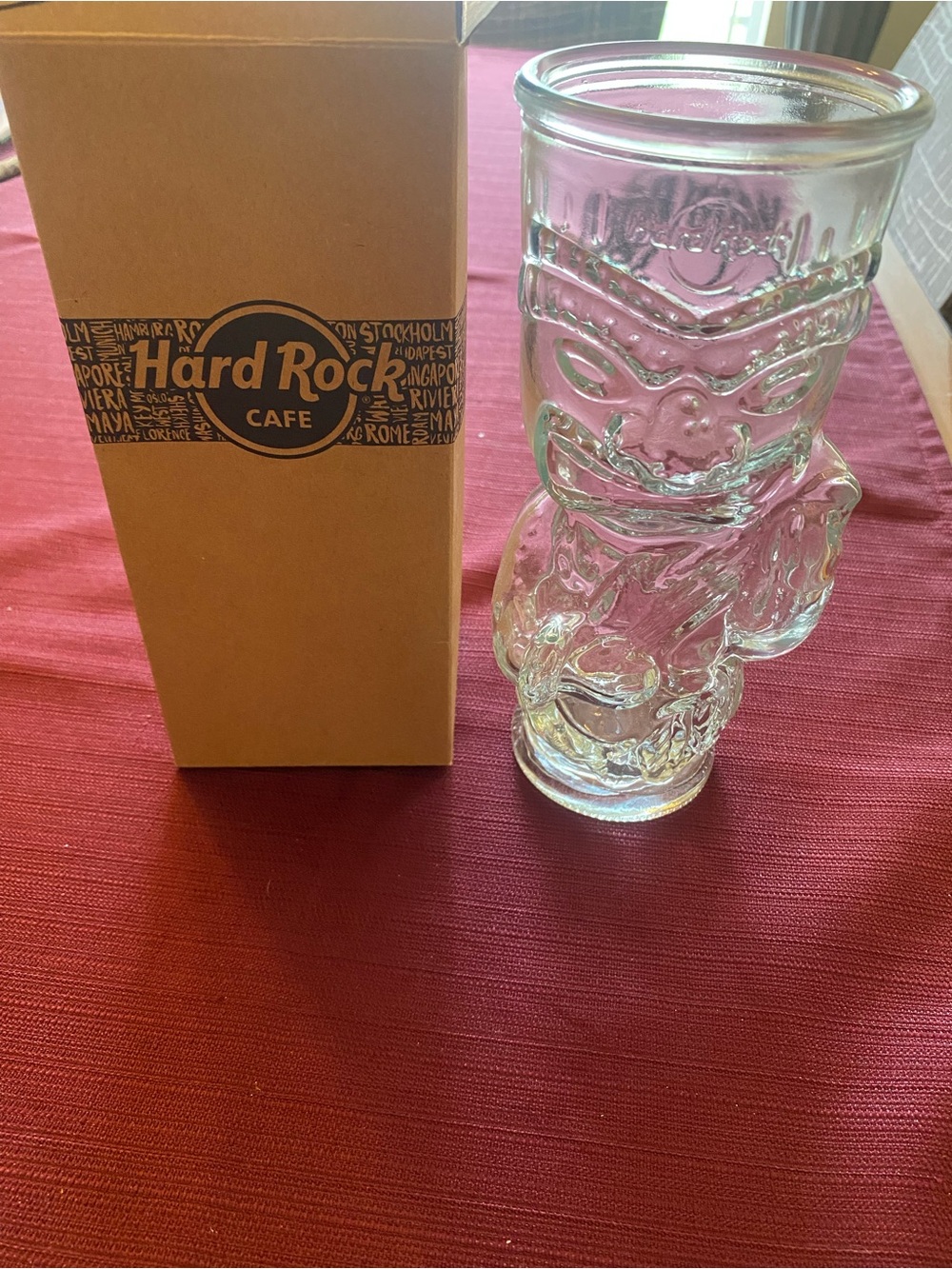 Hard Rock Cafe Clear Glass Tiki Collectible Mug